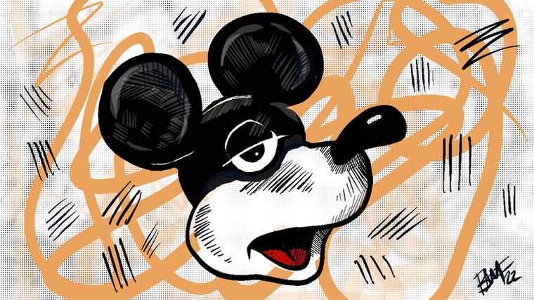 Scribble — pop-art scarring over a scrawled orange ground — from Brad Ford's Blind Mice series